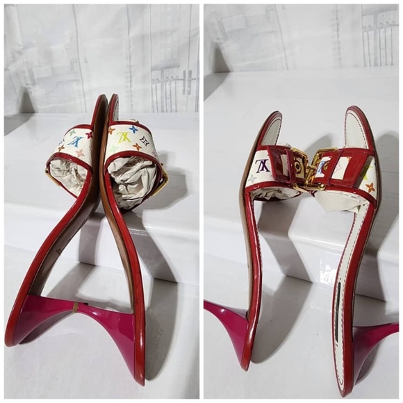 Authentic LOUIS VUITTON Monogram Canvas Slides White/Multicolored Size 39.5 - Picture 6 of 14